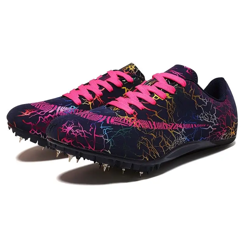 

Contrast Color Spikes Athletic Shoes, Lightweight Outdoor Track And Field Running Sports Shoes, Women's Active Footwear