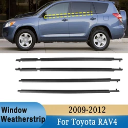 4Pcs Car Window Glass Weatherstrip Belt Trim Front Rear Outer Windows Sealing Strips Rubber for Toyota RAV4 2009-2012 Waterproof