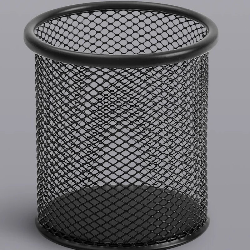 1pc Pen Holder Office Desktop Metal Mesh Square Round Pencil Holder Pen Storage Box Pot Makeup Brush Box Durable Pencil Case