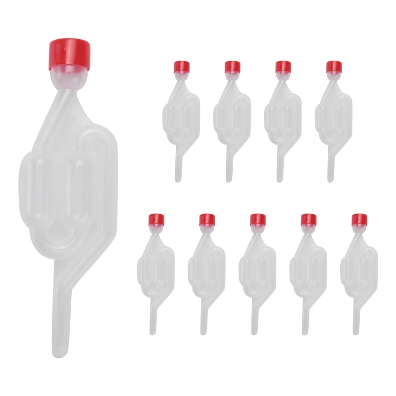 

10 Pack S-Shape Airlock Twin Bubble Grommet One-Way Exhaust Seal Valve With Cork Beer Wine Making Tank Vent Valve