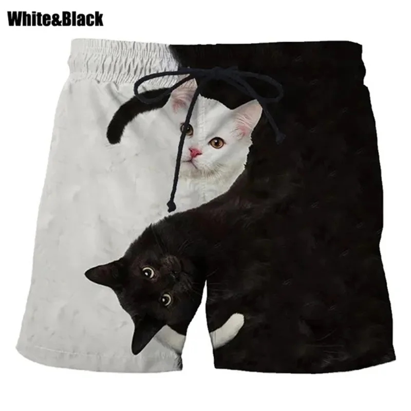 New Fashion Cute Cat Graphic Board Shorts For Men 3D Printed Casual Unisex Funny Animal Beach Swimming Shorts Men Trunks 5