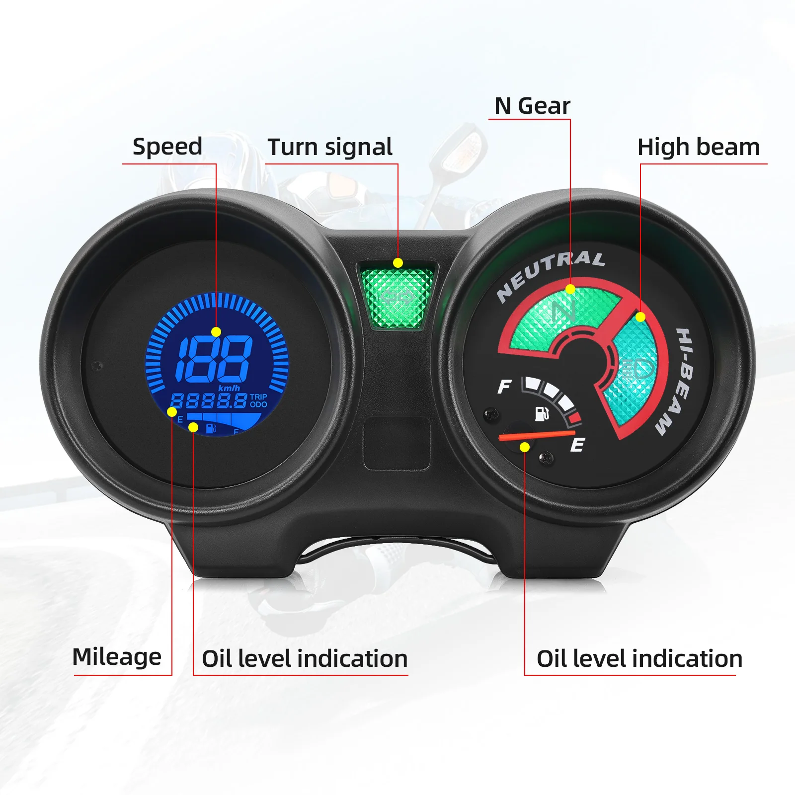 New Motorcycle Speed Gauge Digital LCD Electronics Fuel Meter Speedometer For Brazil TITAN 150 Honda CG150 2004 2009 Fan150