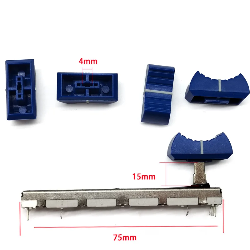 2 Pezzi Yamaha Mg124Cx Mixer Push Pin Doppio Potenziometro A20K, Lunghezza Maniglia 15Mm, 6 Pin 75Mm Cappello Blu