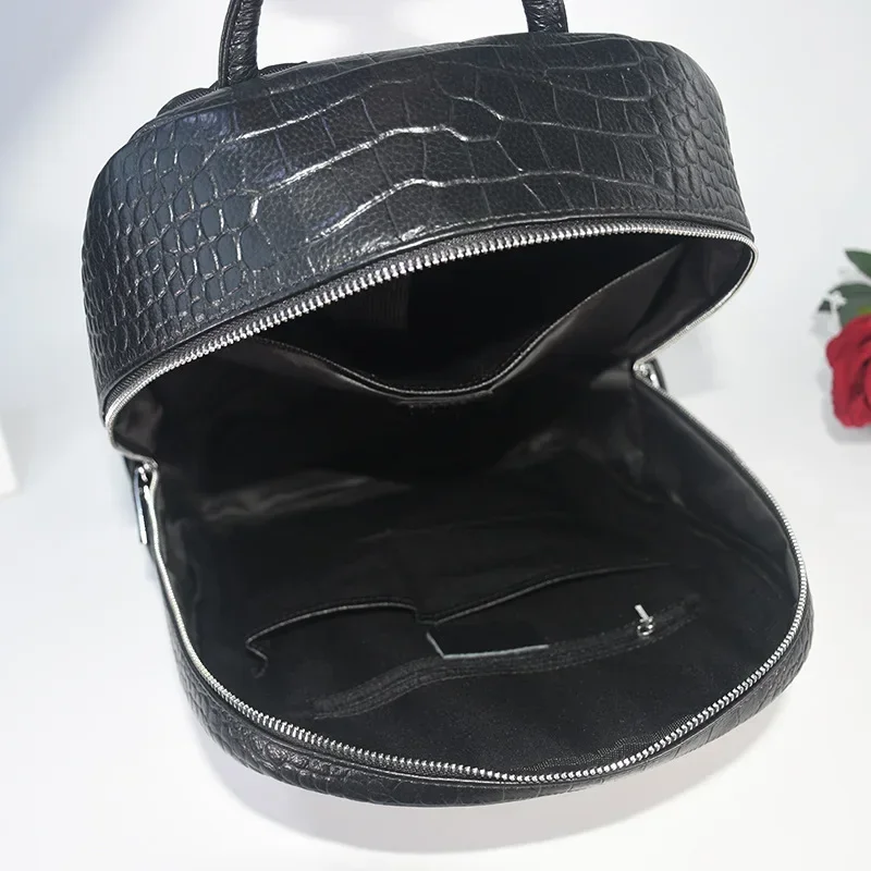 New Brand alligator Genuine Leather Men Backpacks Real Natural Leather Student Backpack Boy Luxury Business Laptop School Bag 4