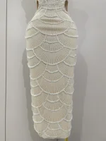 Women Hot Sale Sleeveless Sexy Strap Pearl Beading Sequins Bodycon Long Dress Celebrate Evening Party Birthday Outfit Vestido - Image 6