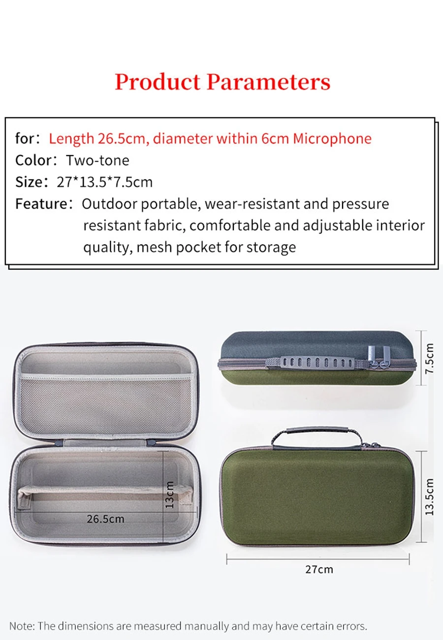 Hard EVA Microphone Storage Bag Size for JBL PartyBox Wireless Dual Microphone Protective Box Portable Travel Carrying Case