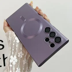 Magnetic Phone Case with Camera Protection and Soft TPU Back Cover - Galaxy S23 Ultra (Dark Purple)