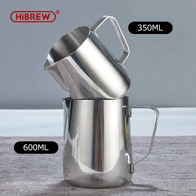 HiBREWStainlessSteelFrothingCoffeePitcherPullFlowerCup
