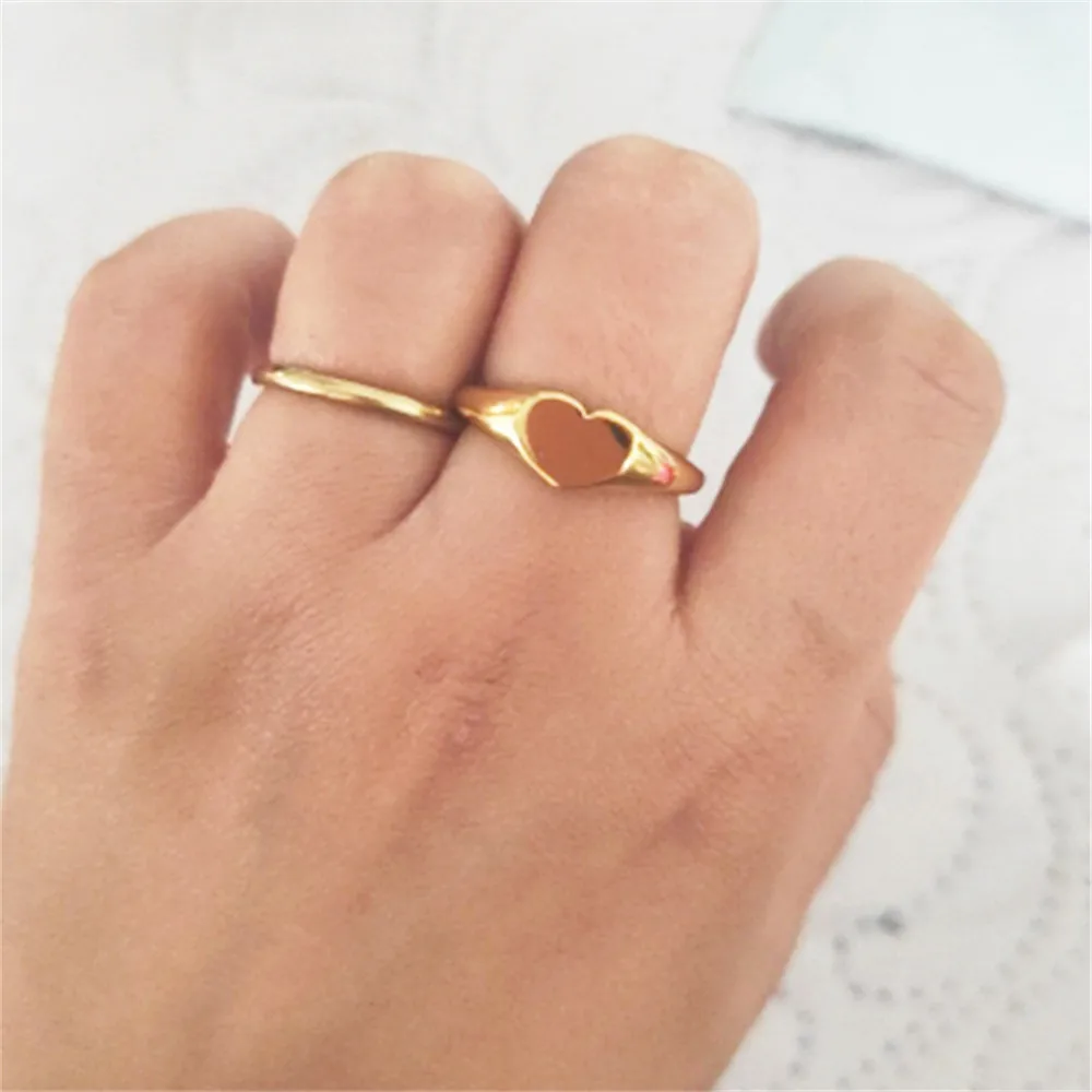 Gold Color Rings Stainless Steel Ring Finger Ring Gold Color Ring Wedding Rings Wedding Ring Sparkling Heart Ring Heart Shaped Rings Women Gold Color Stainless Steel Wedding Engagement Rings Female Jewelry Anniversary Gifts
