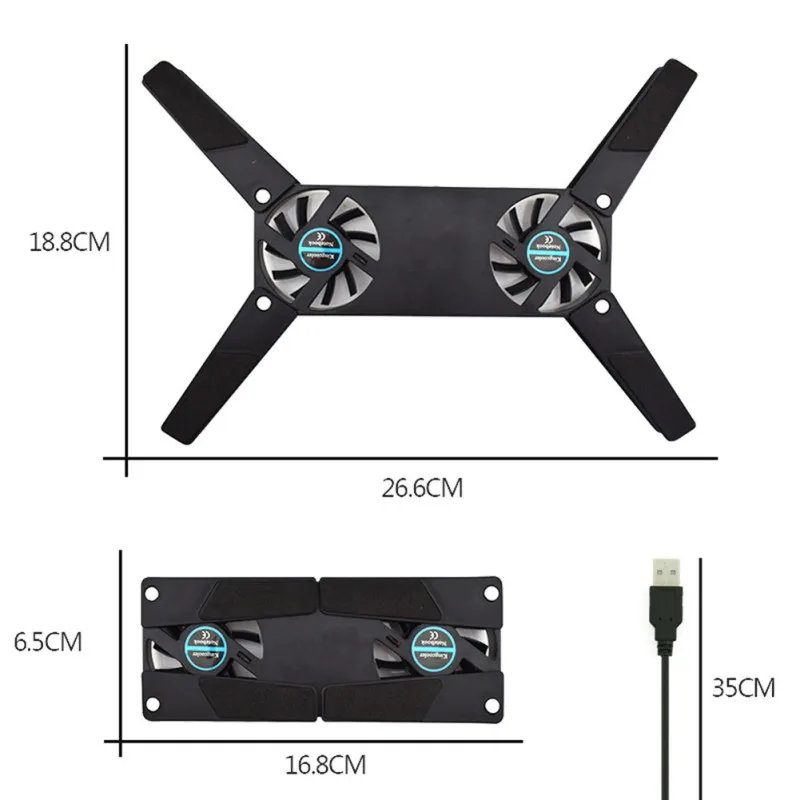 2 Fan Air-cooling Cooler Bracket Laptop Pad USB Powered Cooling For Universal 7 15" Notebook Stand_voghion.com