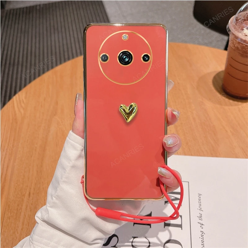 Luxurious 3D Gold Heart Plating Silicone Soft Case Cover