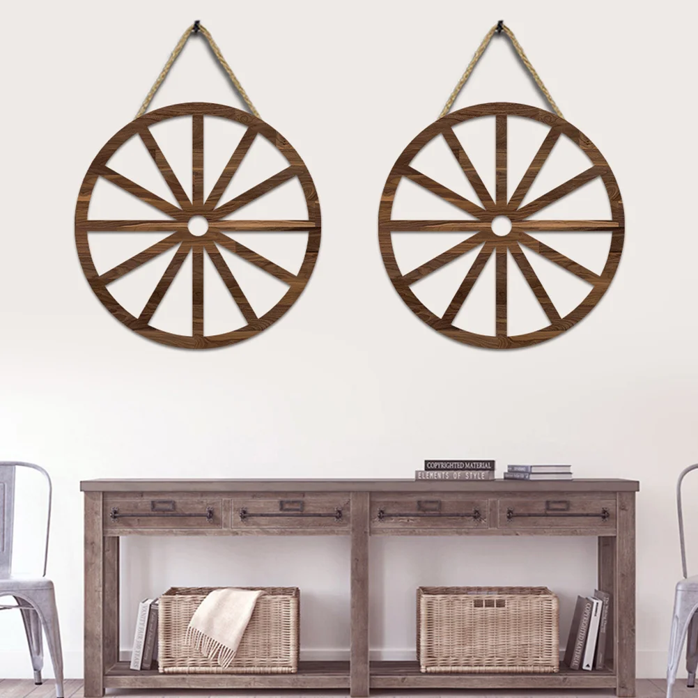

Wagon Wheel Decor Wooden Wagon Wheel Wall Decor Vintage Ornament Decor for Bar Garage Living Room Crafts Decoration