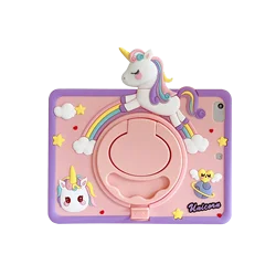 Children's Cartoon Unicorn Silicone Tablet Case with Stand for iPad 11th Gen (A16) (360 Rainbow Unicorn)