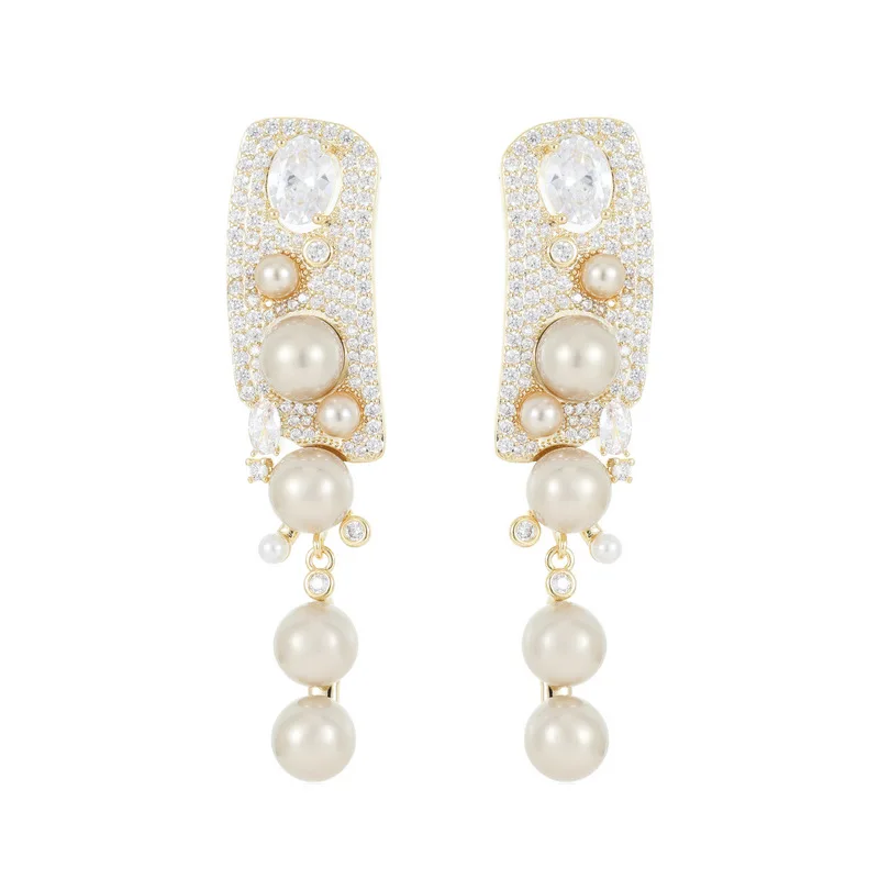 French Fashion Temperament Pearls Tassels Dangle Earrings S925 Silver Needle Wedding Party Luxury Brand Jewelry Eardrop