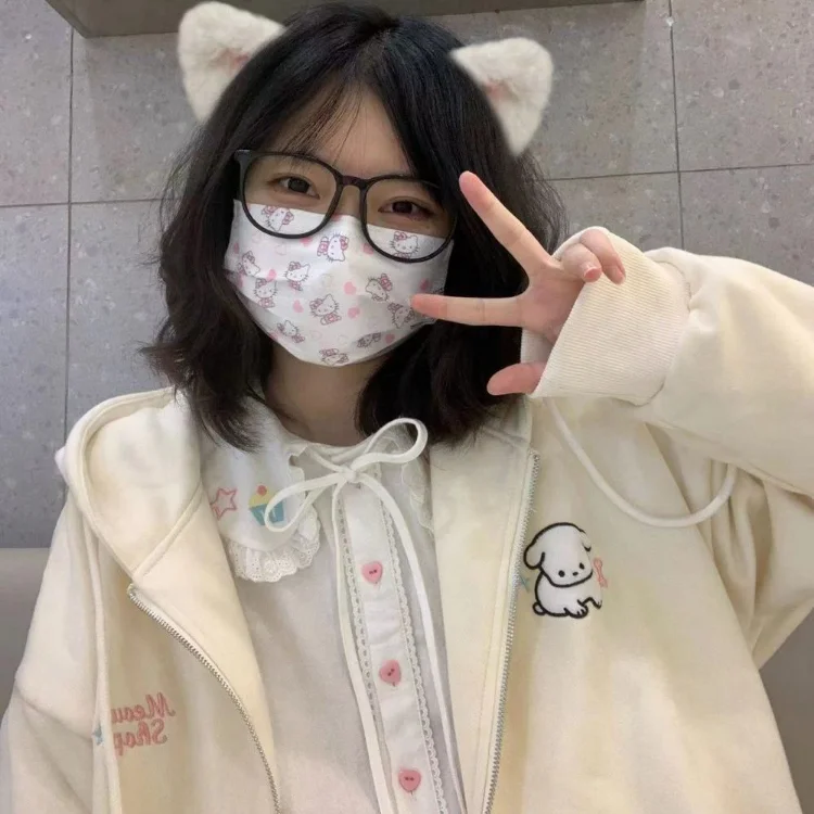 Sweet Kawaii 피터팬 칼라 레이스 셔츠 여성 봄 새로운 긴 소매 흰색 블라우스 모든 경기 스타 프린트 Bottoming Tops