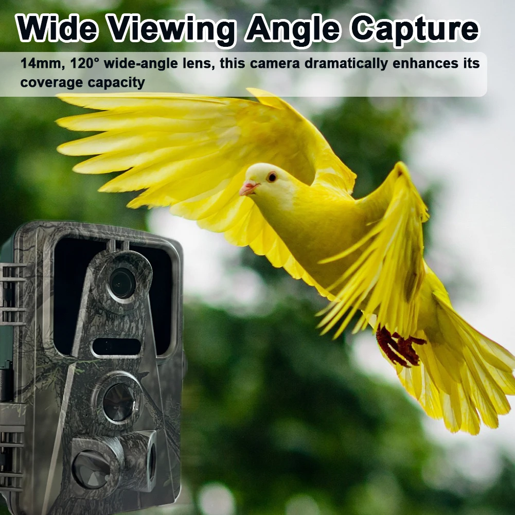 120&deg; Wide Angle Lens Trail Camera IPS Display Wildlife Camera Infrared Tracking Sensor Night Vision Waterproof 3 PIR Lens