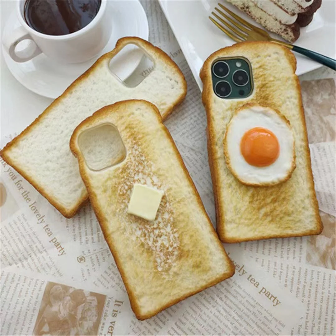 Delicious 3D toast bread phone case Apple suitable for iPhone X Xr 11 12 13 14 pro max phone case simulation bread phone case