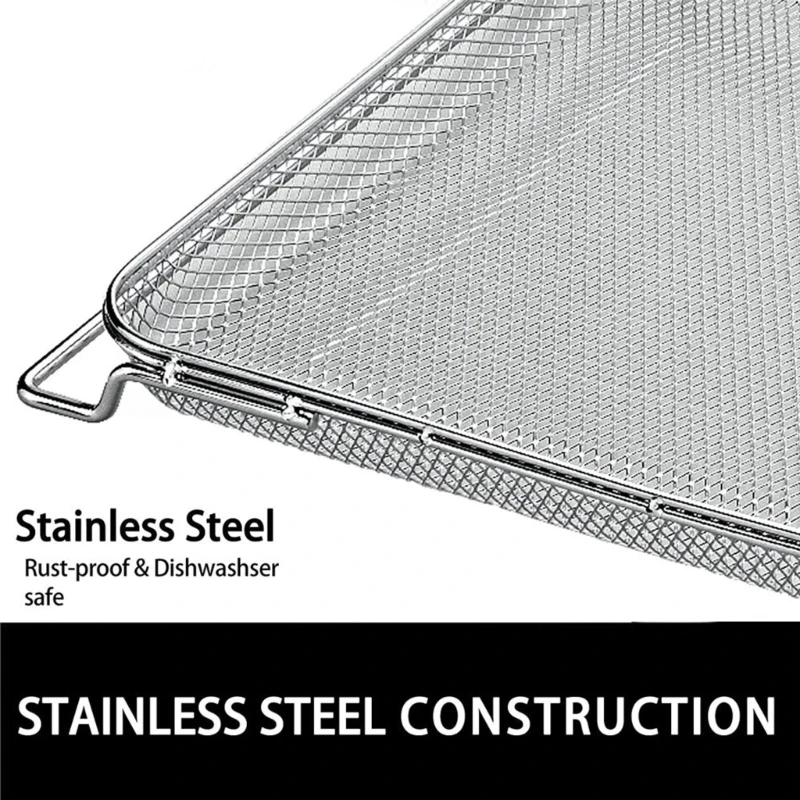 Stainless Steel Grill Basket Non-stick Mesh Baking Net Air Fryer Tray Wire Rack Oven Replacement Accessories Rustproof oven grill basket