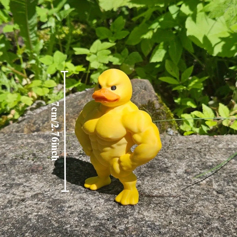 Muscular Duck Statue - Funny Gym Decor, Desk Decoration for Home, Office, or Gifts, Durable Plastic Construction