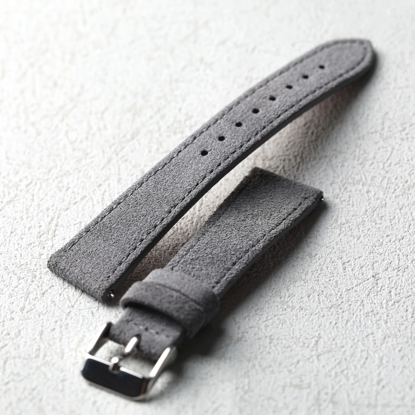 Vintage Gray Handmade Soft Suede Men's Leather Bracelet Strap, S/M Size