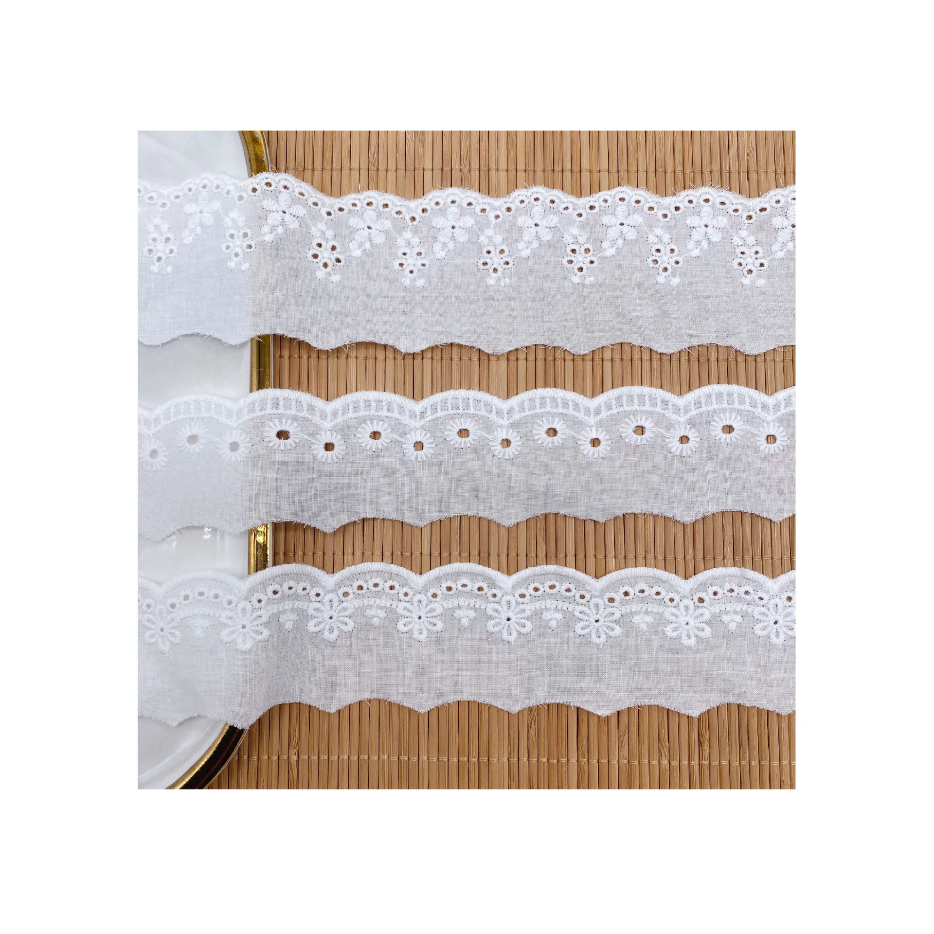 5Yards/lot White Cotton Embroidered Hollow Flower Lace Fabrics Clothing Lace Trim Sewing Accessories DIY Craft cotton fabric cotton poplin fabric