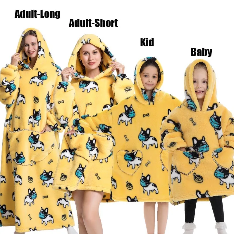 Winter Hoodies Sweatshirt Women Men Pullover Fleece Giant TV Oversized Blanket with Sleeves Adult Halloween Pumpkin Clothing 2
