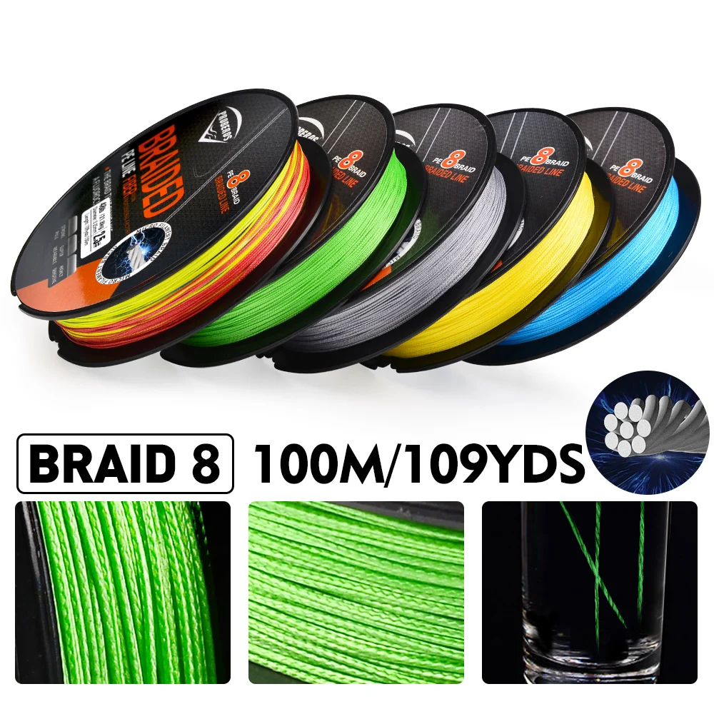 PROBEROS Ultra-Durable Braided Fishing Line - 8 Strands, 100m/109YDS, PE Multifilament Anti-Abrasion