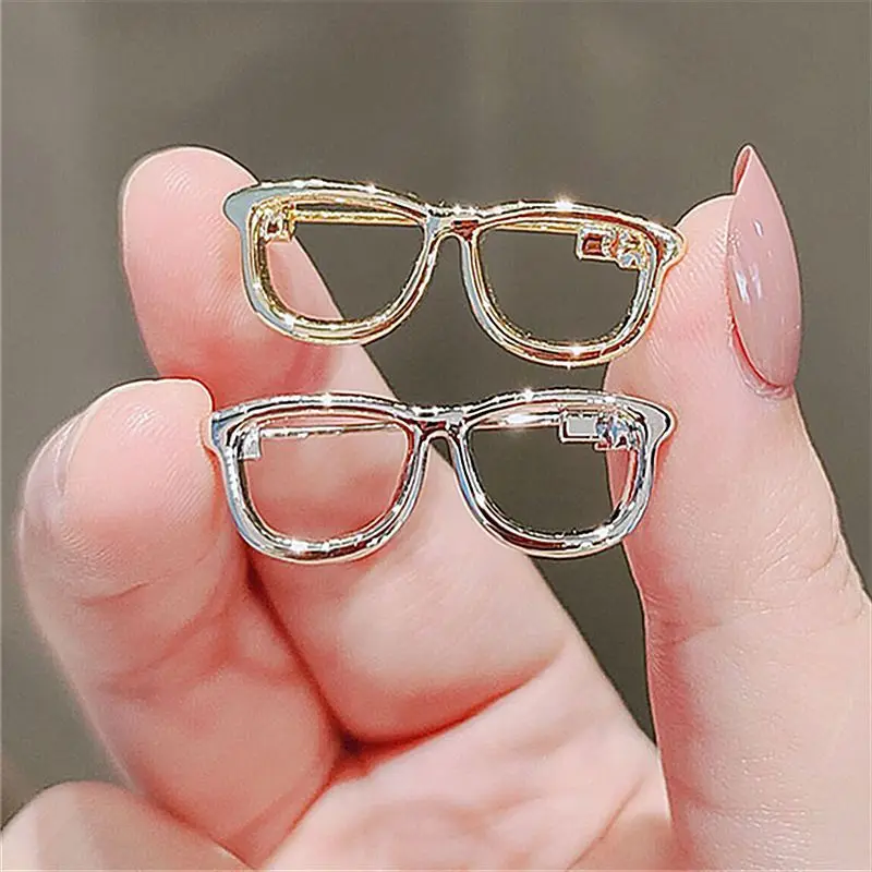 Cute Glasses Brooches Korean Fashion Men's Suit Shirt Collar Pins Female Sweater Corsage Badge Luxulry Jewelry Accessories