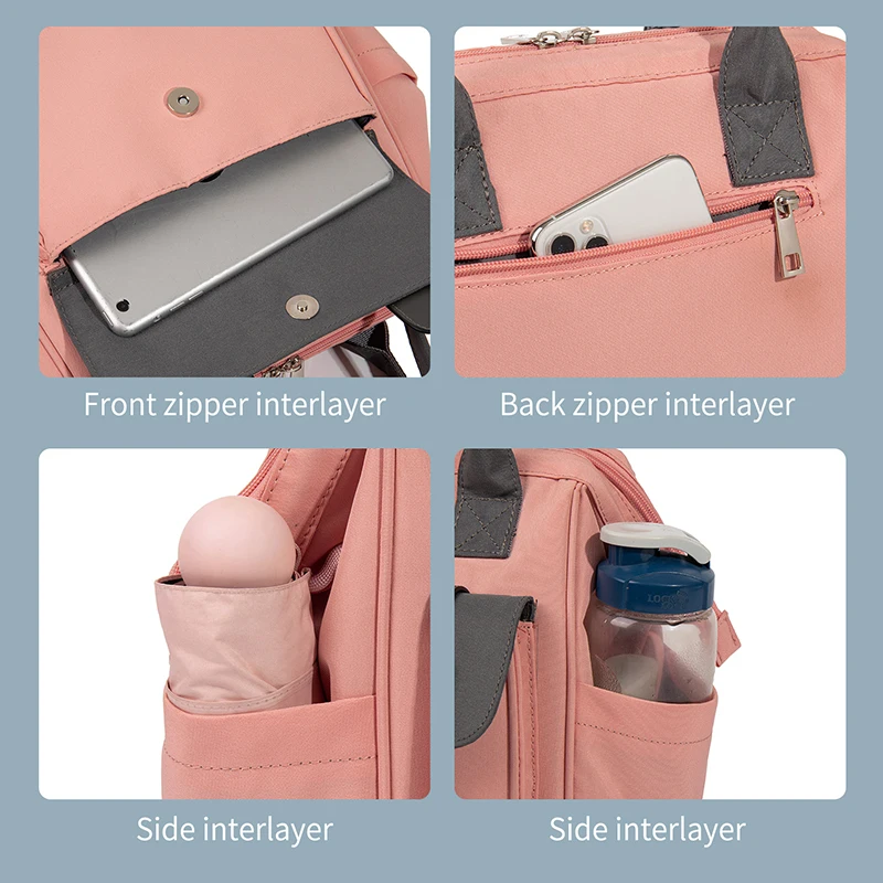 LEQUEEN Baby Diaper Bag High-Capacity Handheld One Shoulder Oblique Cross Mommy Bag Outgoing Convenient Multifunctional Backpack 4