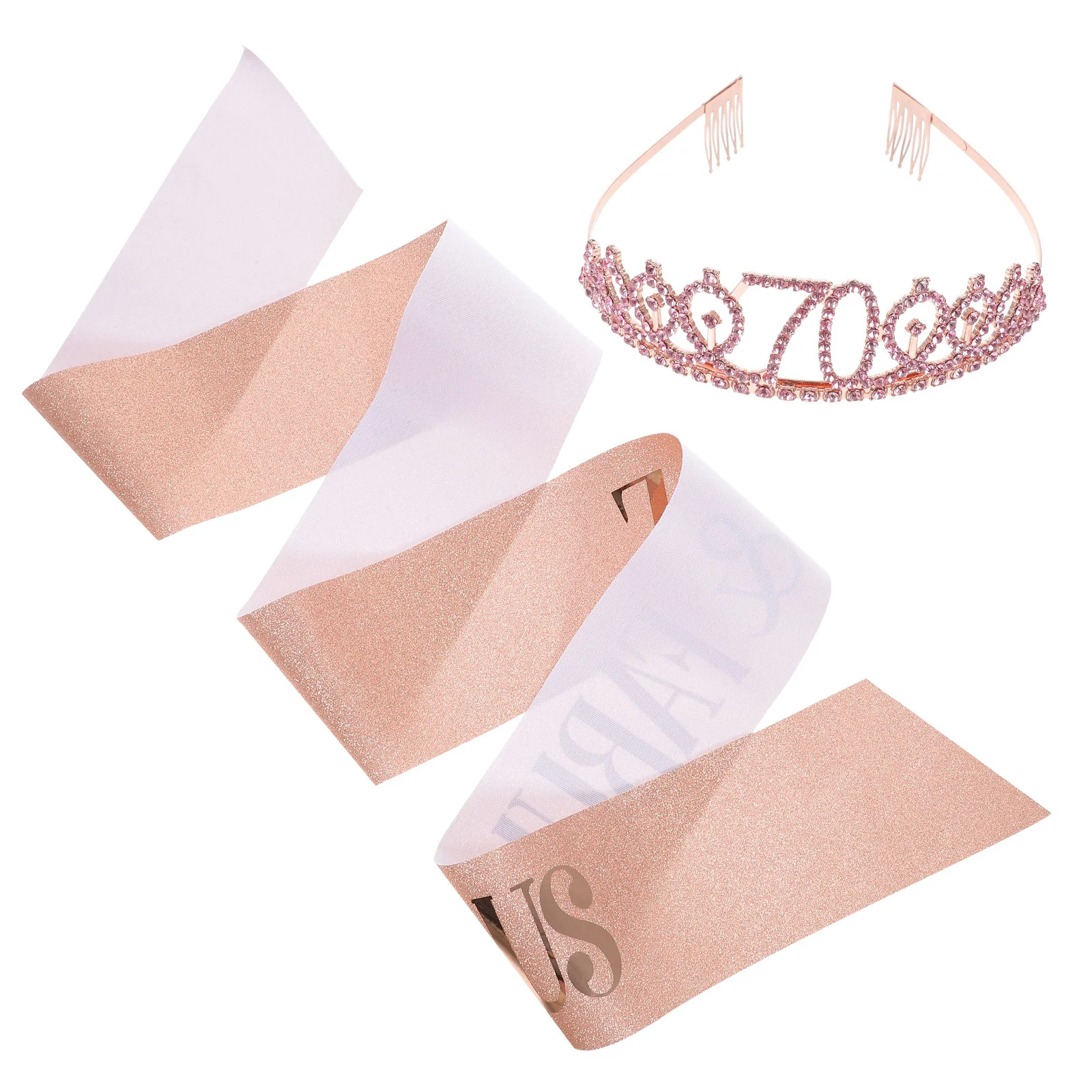 Rhinestone Belt Tiara 70th Sash Party Photo Props Halloween Decoration Props