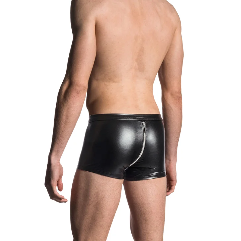 Men Leggings Men's Panties Sexy Underwear Sex Suit Nightclub Stage Clothing Matte Leather T-Shirt Tights Crotch Leather Shorts Exotic Apparel