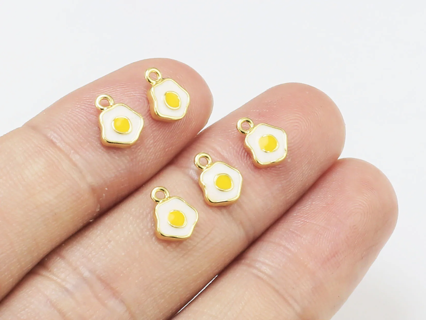 

10pcs Tiny Egg Charms, Enamel Earring Charms, Jewelry Making, Girl's Bracelet Ornament, Real Gold plated G095