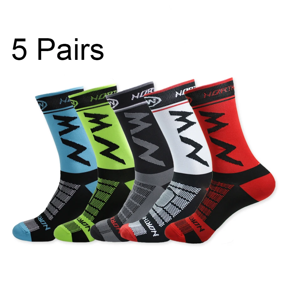 1/5pairs Professional Cycling Socks Breathable Sweat Absorbing Football Basketball Socks Quick Dry Elastic Training Socks