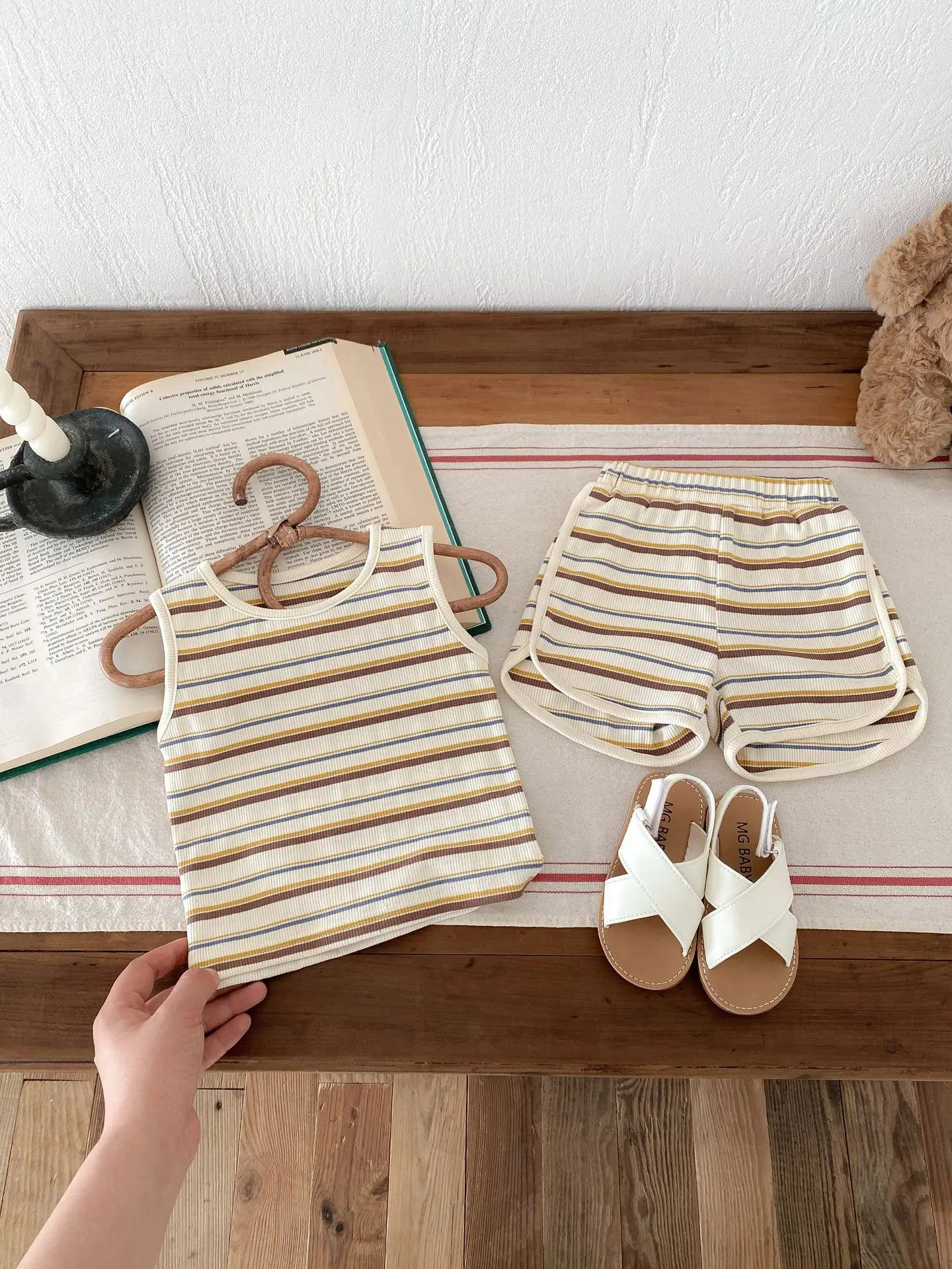 Description Picture 4 of item2pc Boys Clothes Set Summer Striped Sleeveless Vest + Shorts Casual Outfits Set with Pants for Kids Boys Sportwear Outerwear