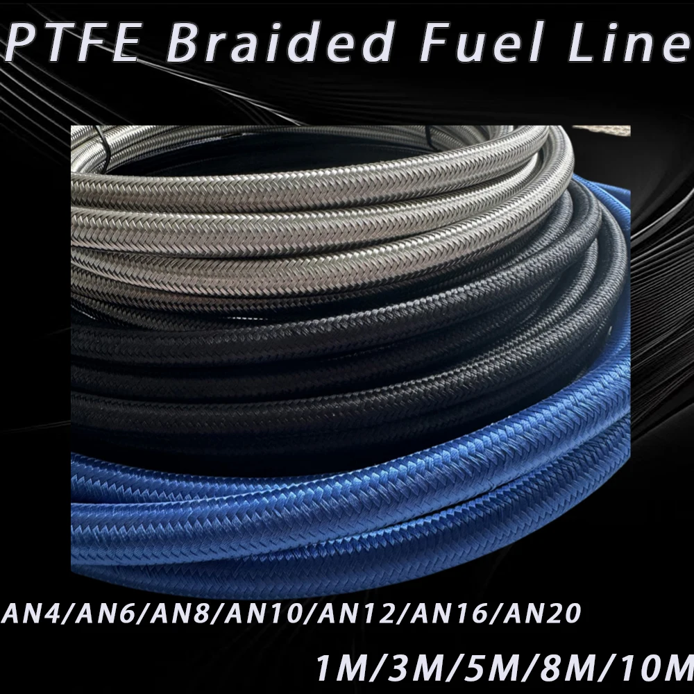 1M-10M AN4-AN20Racing Universal Hose PTFE Brake HoseFuel Pipeline And Oil Cooler Pipe Length Can Be Three Colors