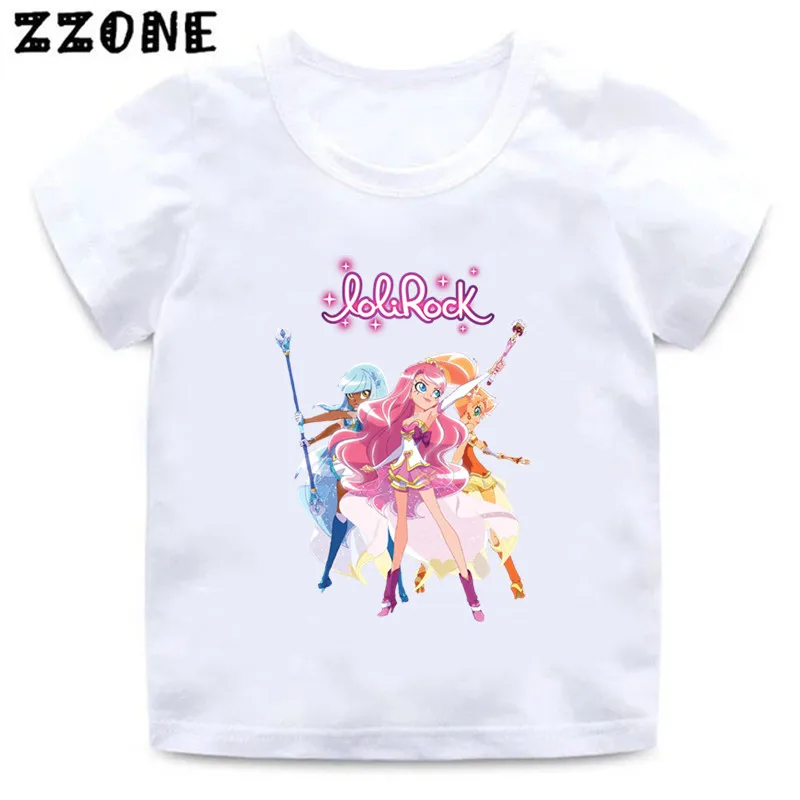 LoliRock-Camiseta con estampado de dibujos animados para niñas, ropa bonita para bebés, Tops para niños, nueva camiseta de manga corta para niños, Verano