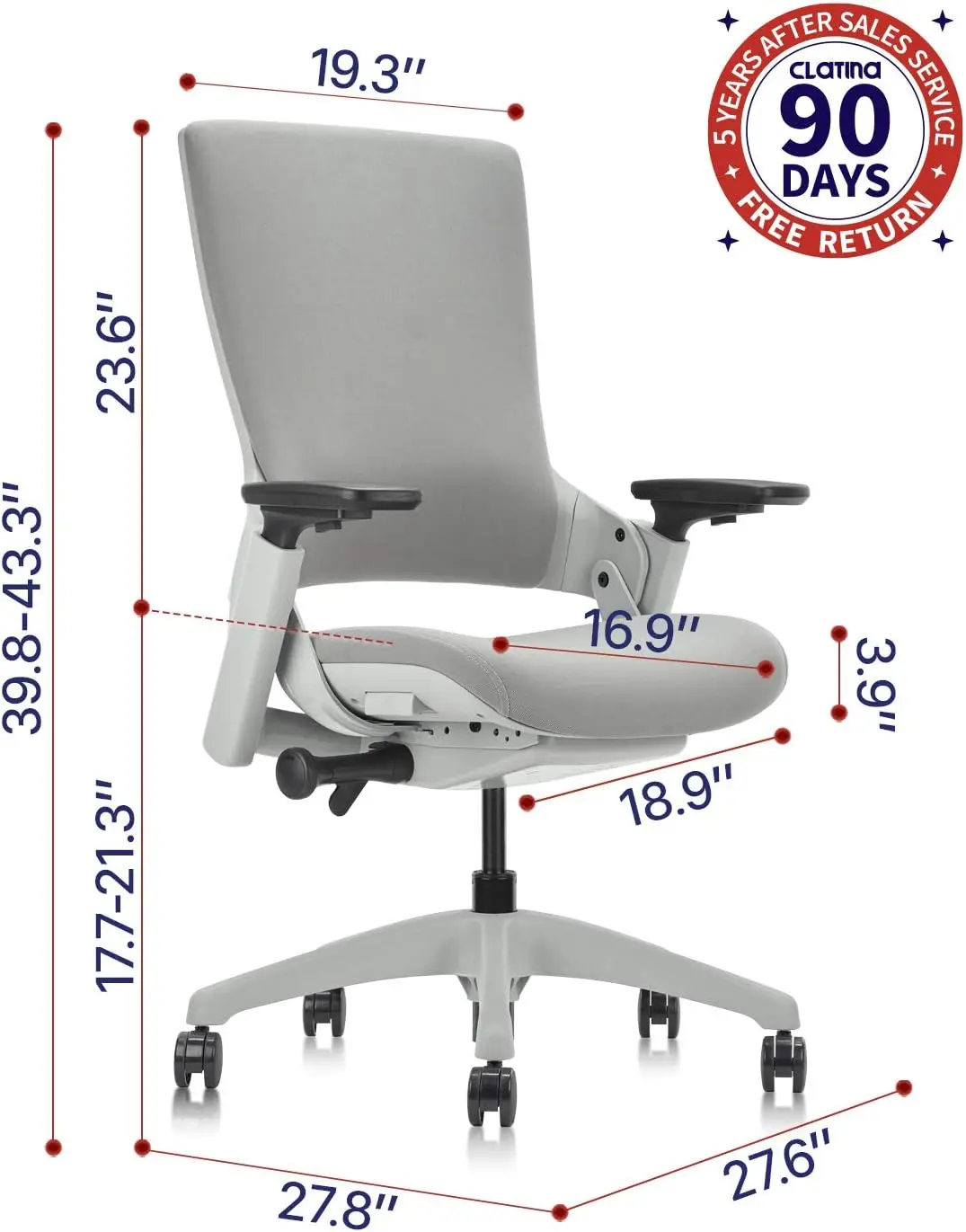 CLATINA Office Chair Swivel Executive Chair, Adjustable Ergonomic