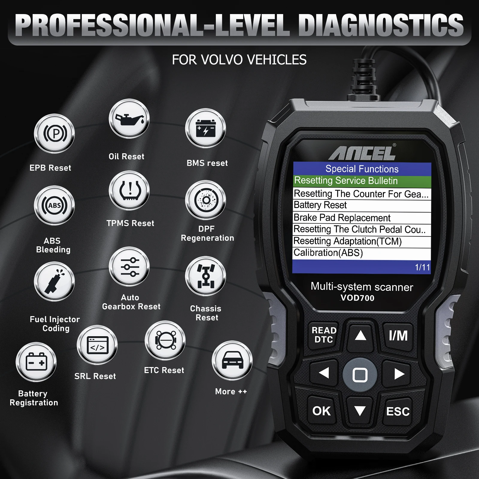 ANCEL-700 OBD2 ĳ, ,  ڵ ڵ ,  ĵ , ABS  ,  , BMS EPB TPMS DPF 缳