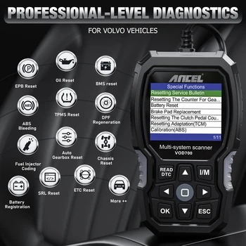ANCEL VOD700 OBD2 Scanner for Volvo Car Code Reader Diagnostic Scan Tool ABS Bleeding Injector