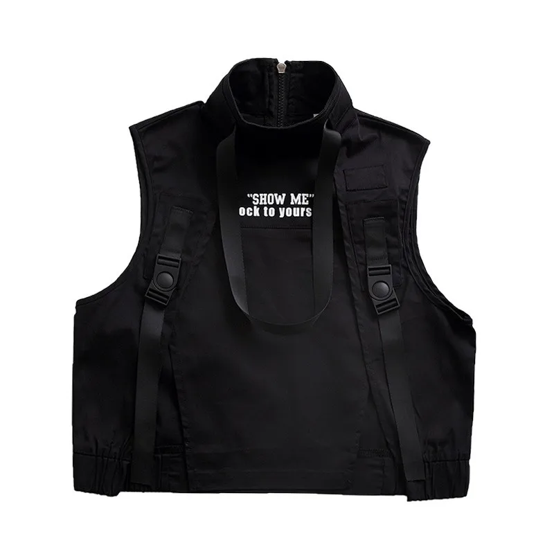 Girls Boys Jazz Dance Costume Clothes Wear Black Kid Hip Hop Clothing T Shirt Top Tactical Cargo Pants Sleeveless Jacket Vest