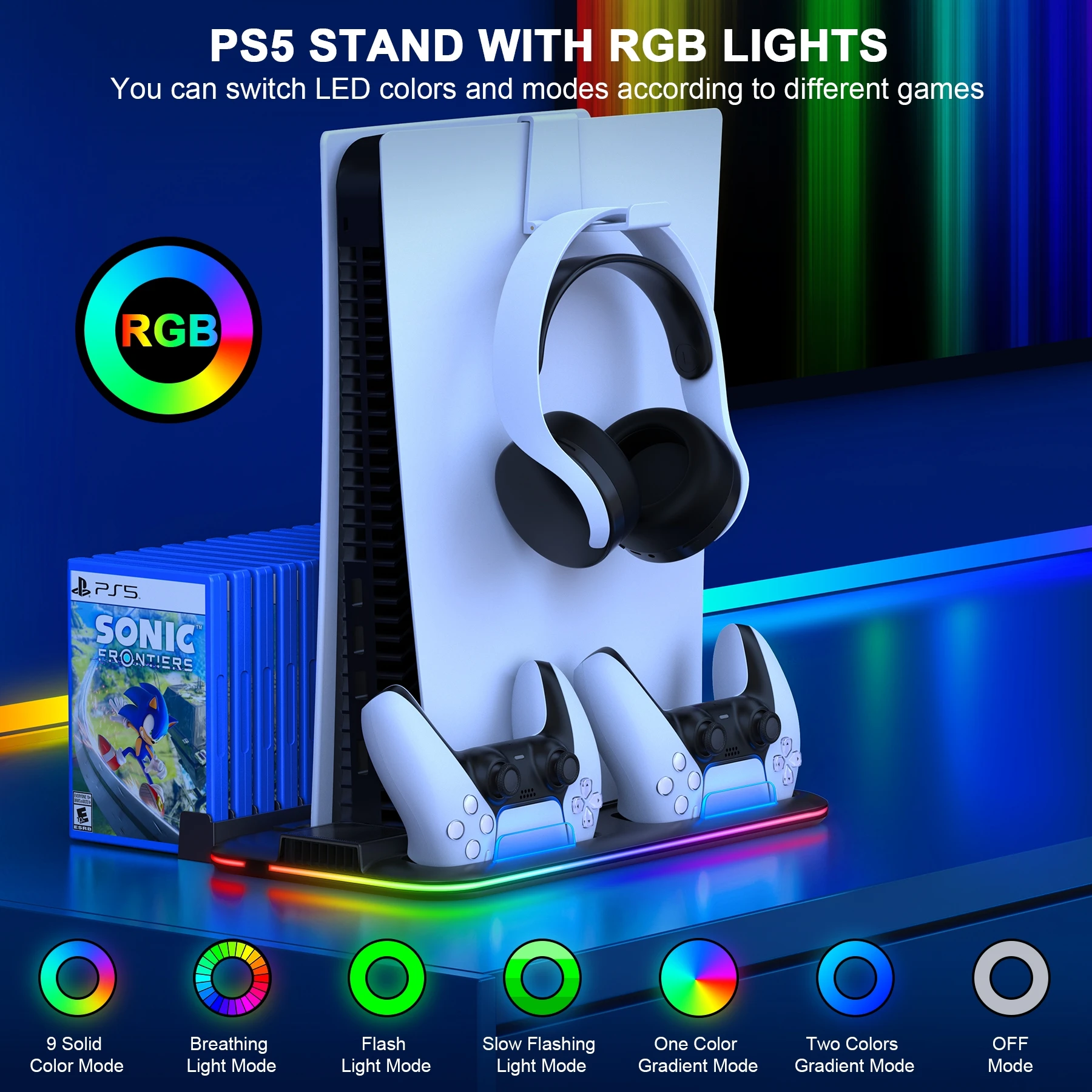 DinoFire-Chargeur de manette PS5 Slim Vertial Stand, support de refroidissement, chargement S6 pour Sony Playstation5, manette de jeu