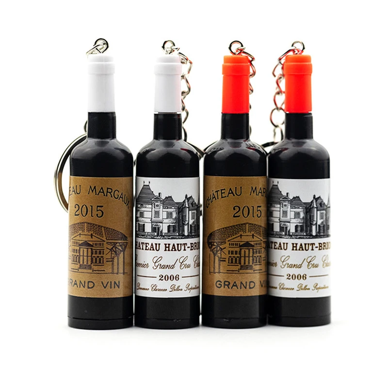 Cute Novelty Resin Beer Wine Bottle Keychain Assorted Color For Women