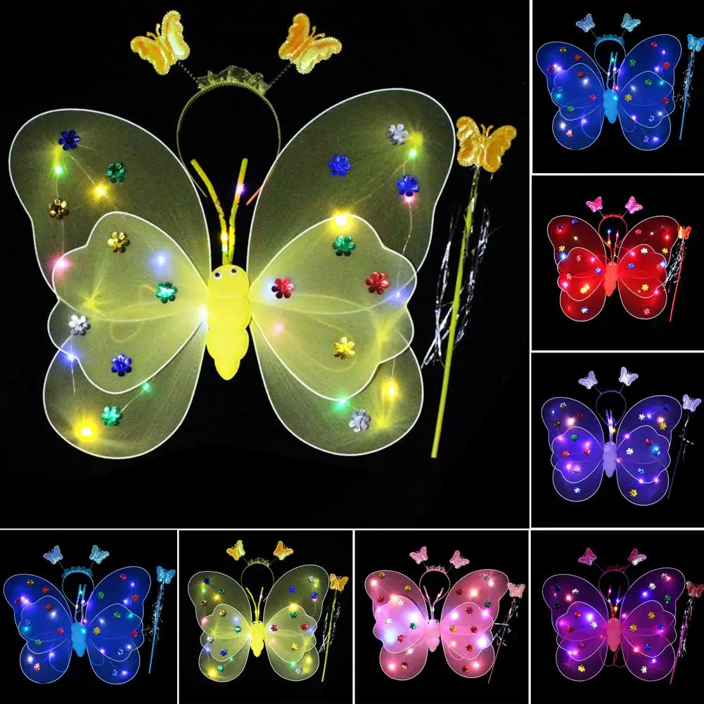 

3Pcs/Set Fairy Wing Attractive Children Show Luminous Butterflies Wing Long Lasting Luminous Butterflies Wing
