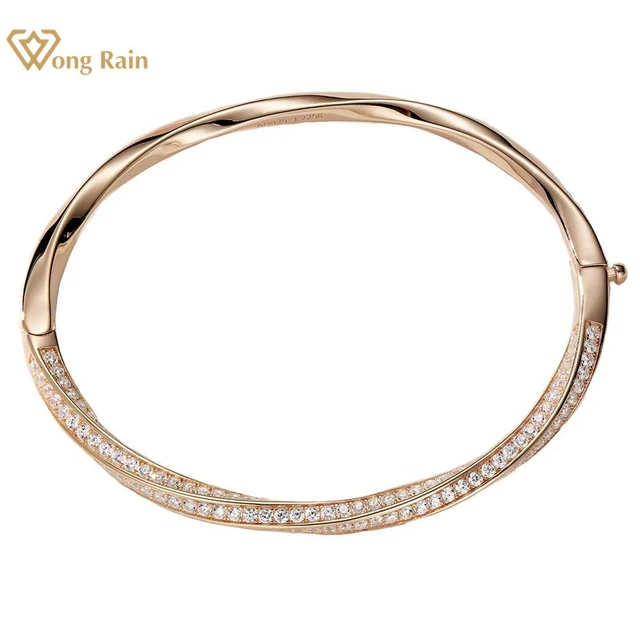 Simple 7 Stone Round Diamond Bangles Design with CZ Sparkling Stones B25880