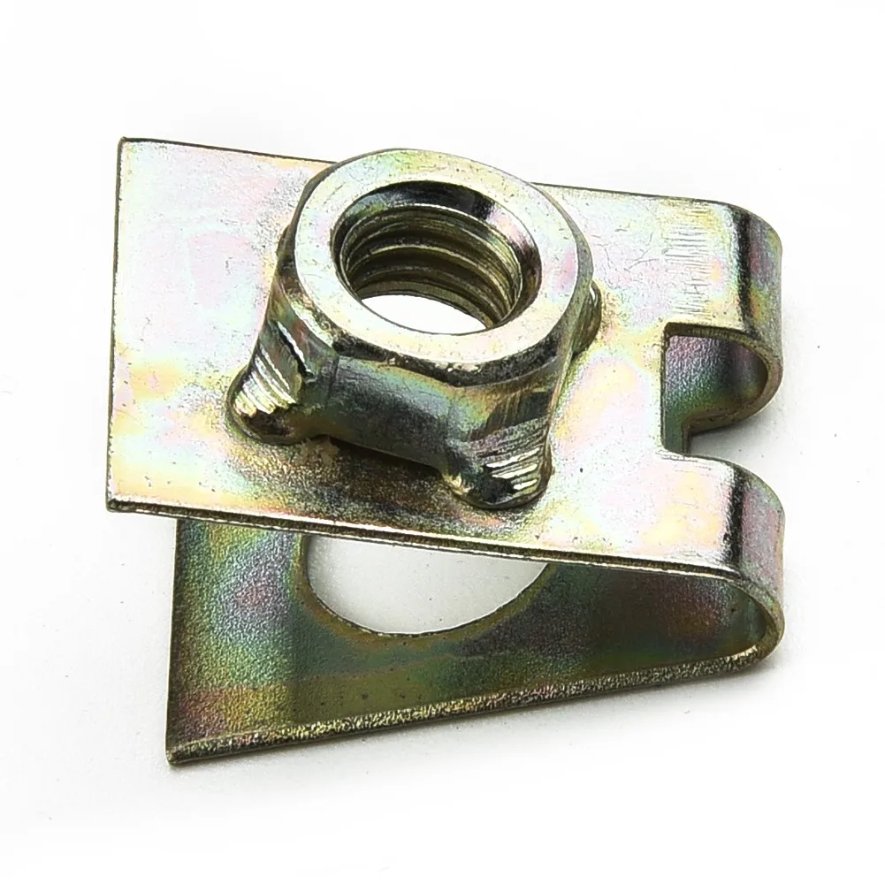 

20pcs Metal U-Clip Quick Nut Fastener Rivet M6 For Car Auto Panel Fender J142 Copper Tone 6mm/ M6 Spring Metal Speed Nut Accesso