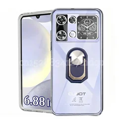 Shockproof Soft TPU Kickstand Ring Holder Case for Cubot P90 (Clear Blue Ring)
