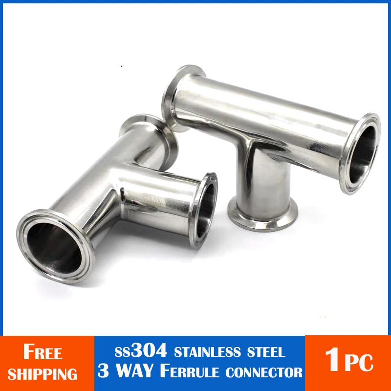 Ferrule 1.5” 2” ”OD50.5MM Fit Tri Clamp  Stainless Steel SS304 Sanitary 3 Way Tee OD19mm 38mm 51mm 76mm 102mm 108mm Pipe Fitting free shipping 1 1 2 dn40 stainless steel ss304 sanitary male threaded ferrule od 64mm fit 2 tri clamp