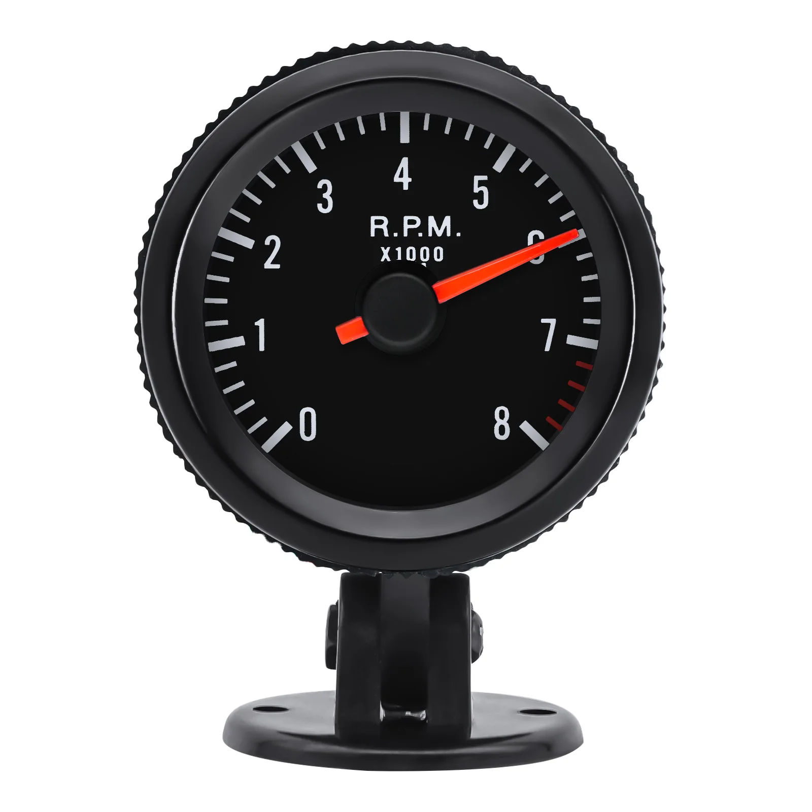 흰색 백라이트 2 52mm RPM 타코미터 자동차 타코미터 게이지 0-8000RPM 자동차 미터 1-8 실린더 가솔린 용 블랙 케이스 타코
