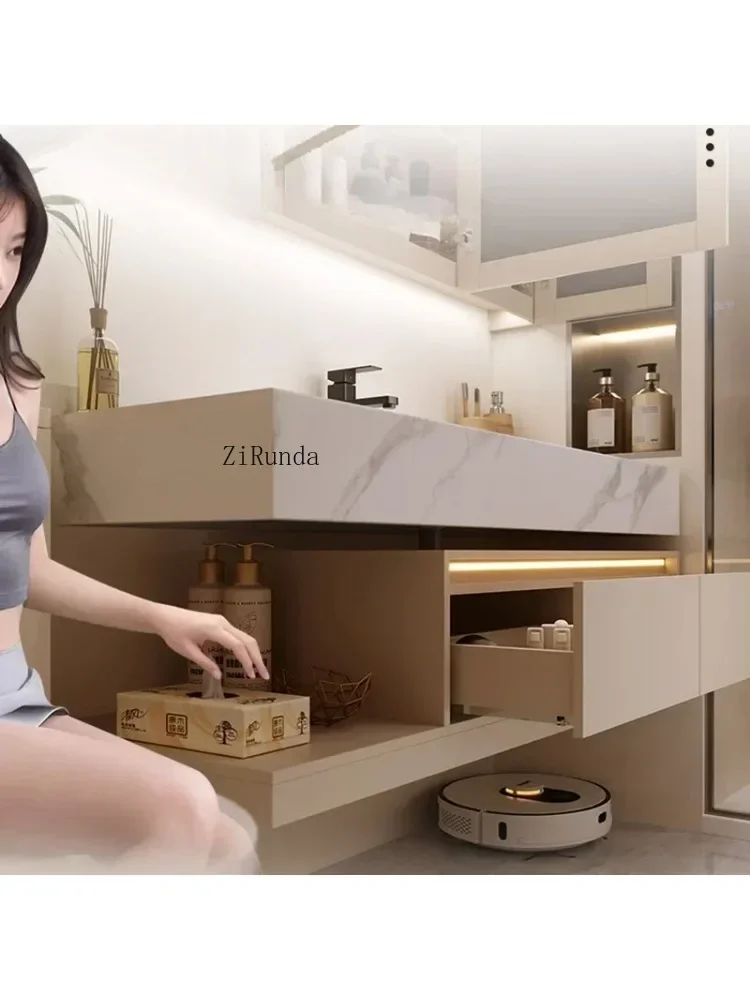 Cream Style Wall-mounted Bathroom Cabinets Multifunction Design Vanity Smart Mirror Cabinets Furniture Muebles Bano FYBC