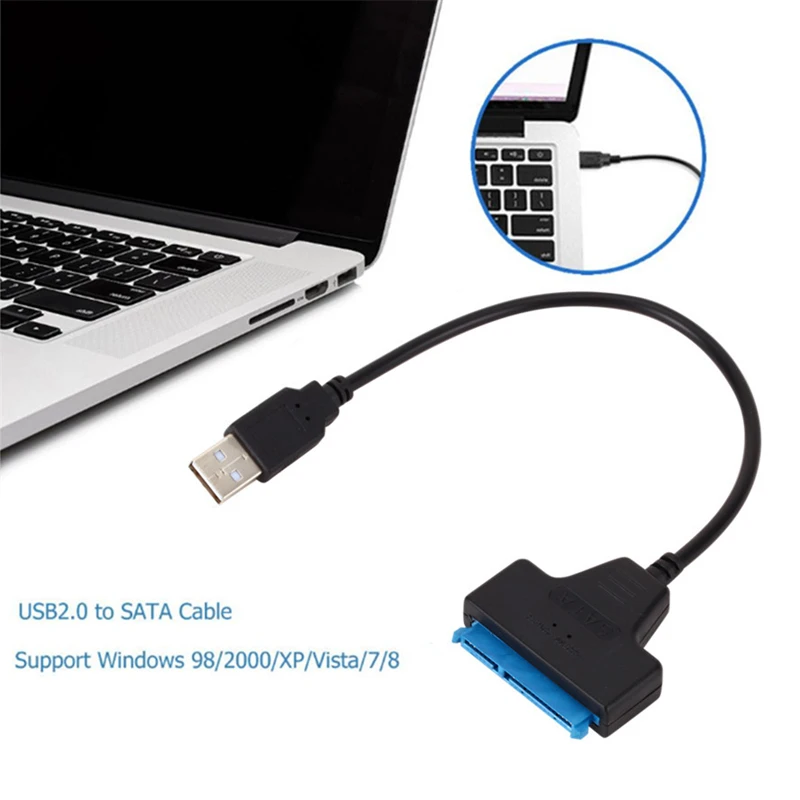 Cable SATA a USB 3,0/2,0 de hasta 6 Gbps para disco duro externo HDD SSD de  2,5 pulgadas, adaptador SATA 3 de 22 pines, cable USB 3,0 a Sata III  Dengxun unisex